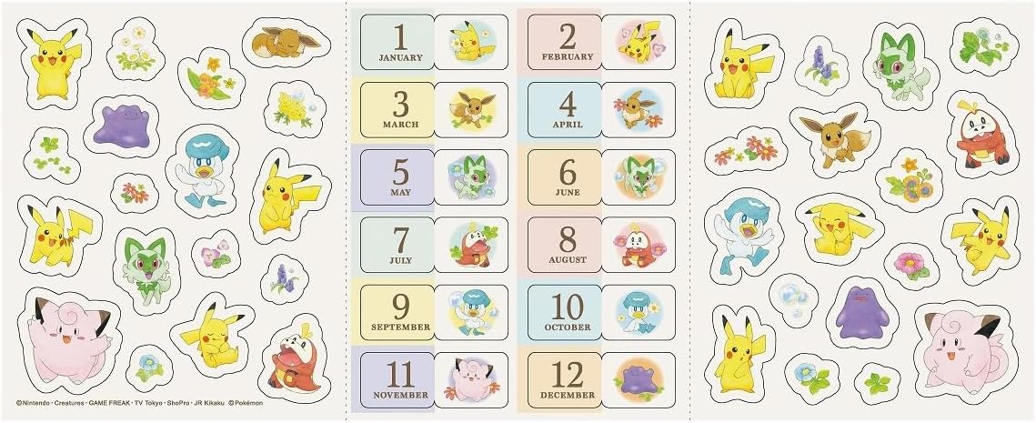 アートプリントジャパン 2025 Notebook, Pokemon B6, Monthly Diary, Flyer