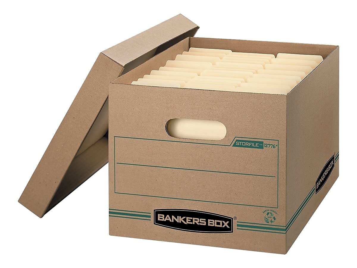 Bankers Box STOR/file 100% riciclato basic-duty scatole con coperchio removibile, Letter/Legal, 12 pezzi (1277601)