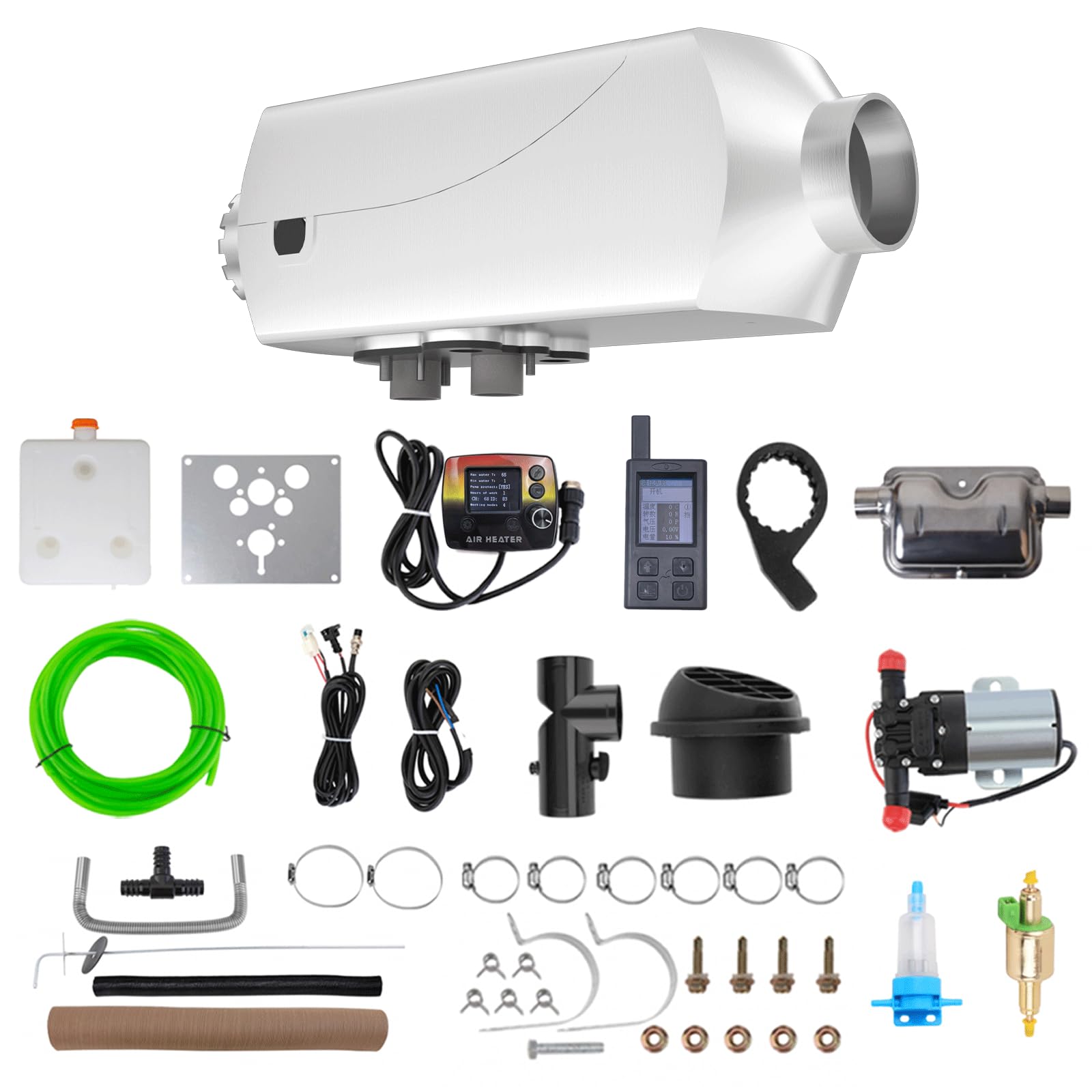 12V Chauffage auxiliaire diesel, 8kW Chauffage à air diesel avec chauffage à air et à eau en un seul appareil, chauffe-eau pour camping-car de 26 gallons, chauffage rapide, régulation de température