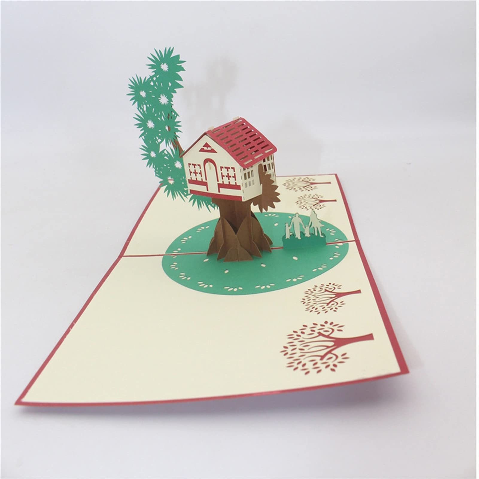 Kartki okolicznościowe kartki urodzinowe 3D ręcznie wykonane drzewo dom rodzina papier zaproszenie kartki pocztowe prezent biznesowy prezent na Dzień Matki dostawa kart podarunkowych (rozmiar: 10 szt.)