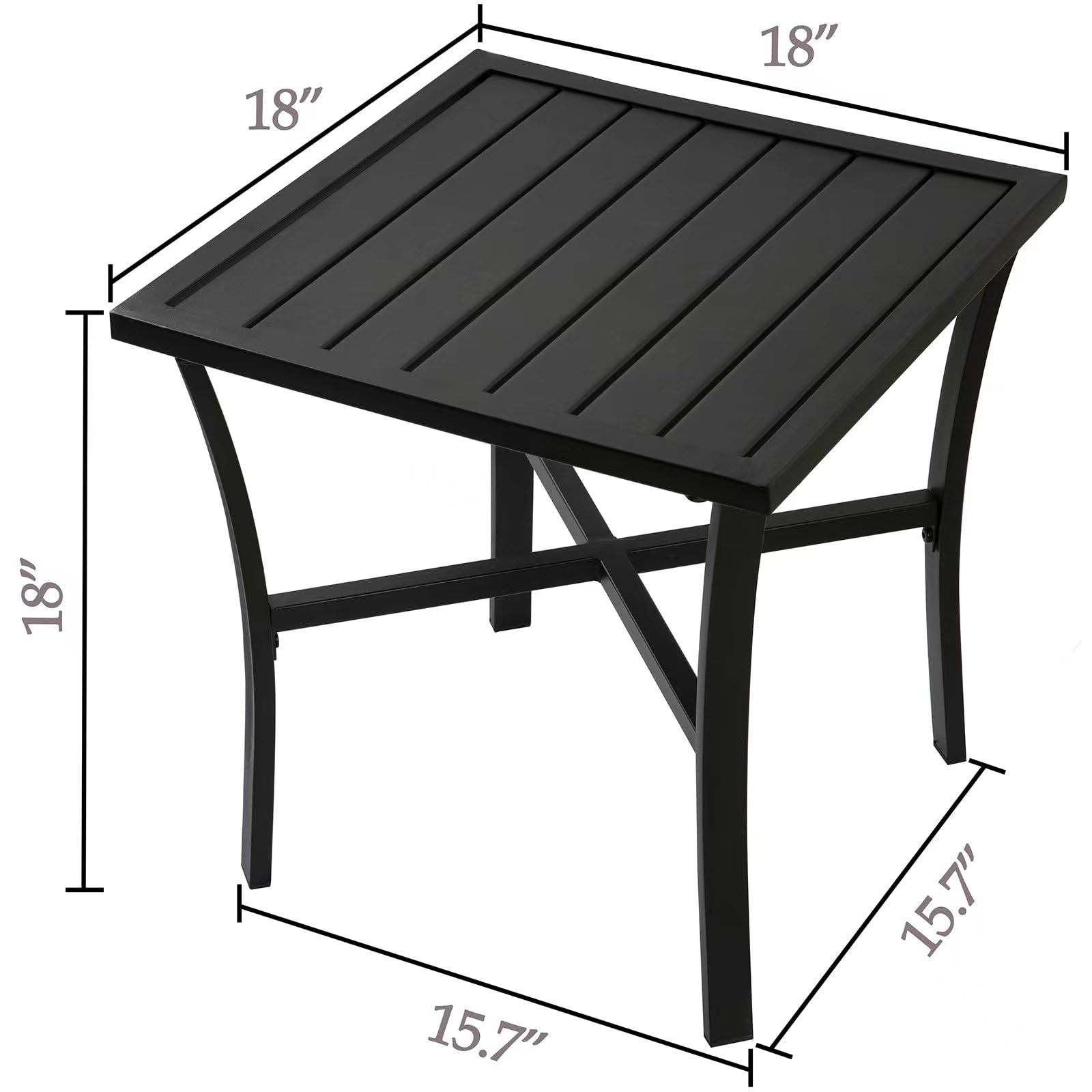 Mesa auxiliar de acero para exteriores, para patio, piscina, compañero de interior, fácil mantenimiento y resistente a la intemperie, color negro 2