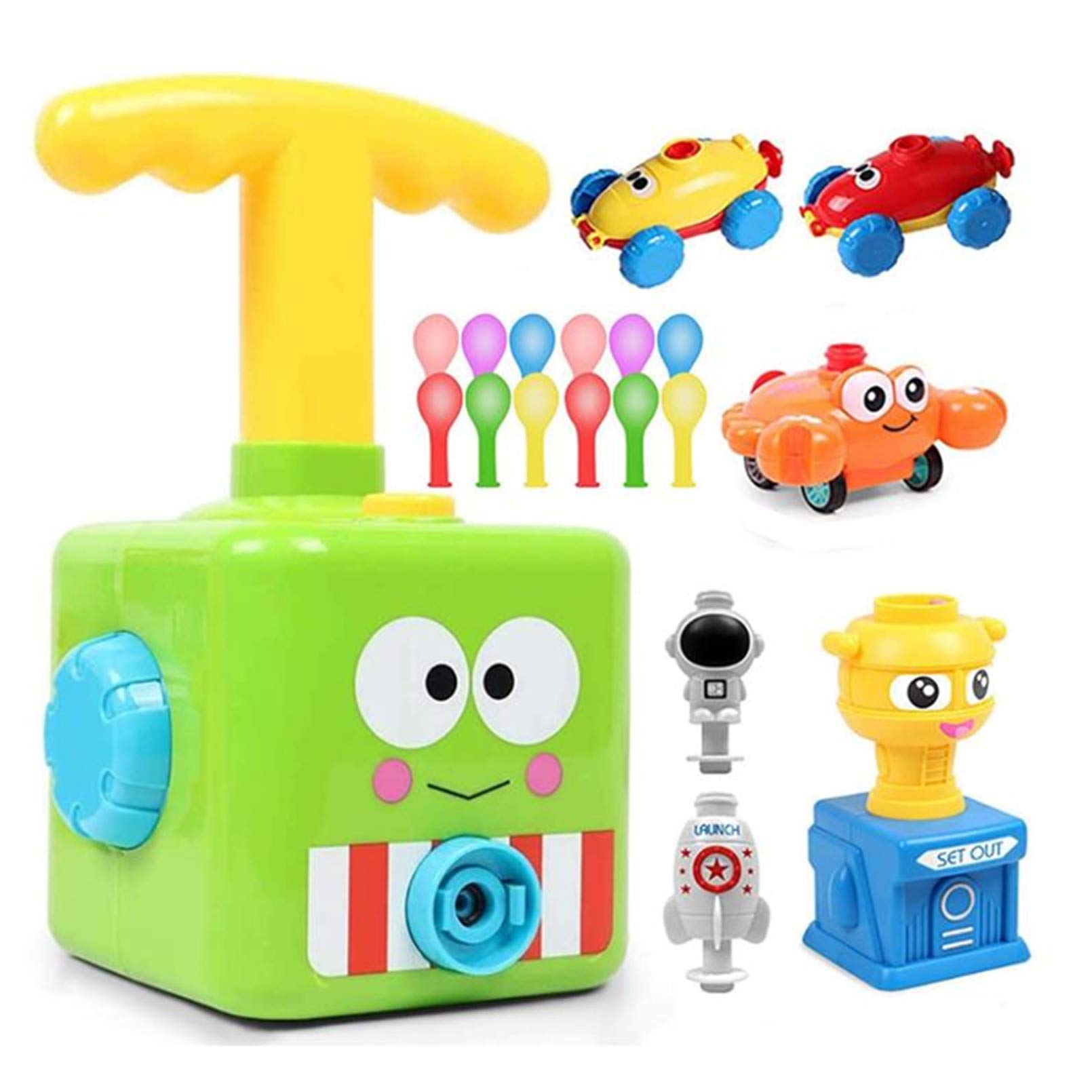 AM ANNA Balloon Power Car Toy Set with Pump for Kids, Power Balloon Racer Car Toy, Balloon Powered Launch Car,Aerodynamic Cars Stem Toys (Green frog)
