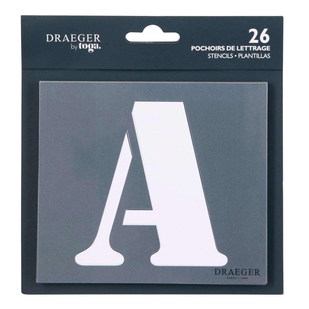 Toga Mahé LE17 Set of 26 Letters Stencils 5 x 5 x 0.1 cm Plastic Transparent
