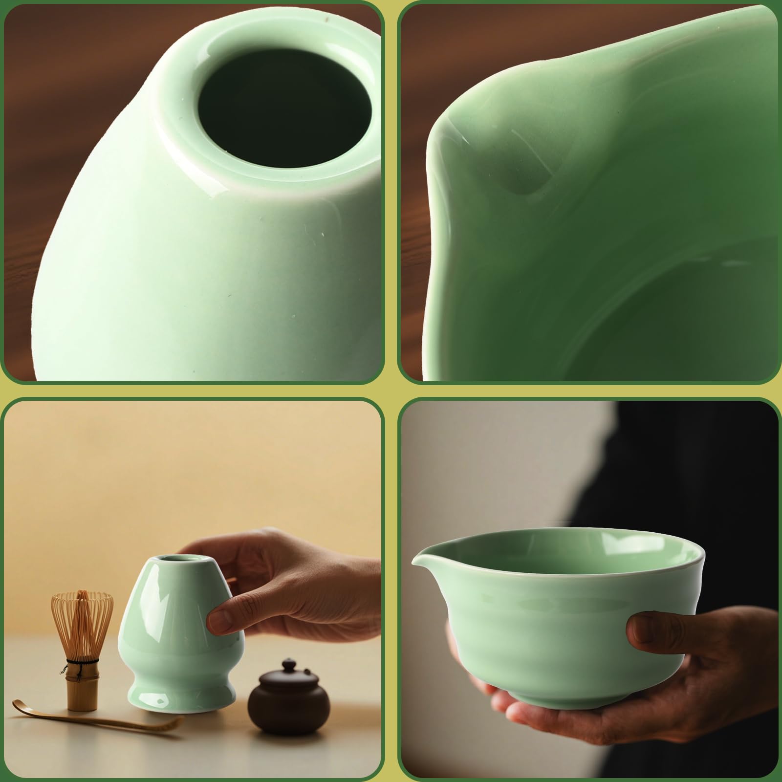 Set Matcha - giapponese completo con Frusta Matcha in bambù cucchiaio ciotola e supporto per frusta Perfetto per una cerimonia del tè tradizionale Matcha Kit ideale per la preparazione del tè matcha