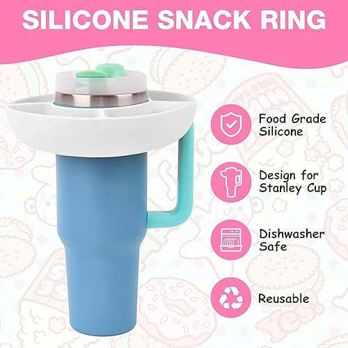 Miniatura 4 de Stanley Cup - Tazón de aperitivos con asa para vaso Stanley de 40 onzas, bandeja de aperitivos compatible con Stanley Cup de 40 onzas con asa,