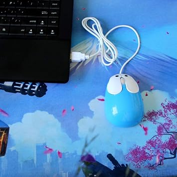 FIRSTMEMORY Cute Rabbit Shape Optical USB Wired Core Mouse 2.4G Mini Little Kids Animal Wired Mouse 1600 DPI for PC Laptop Desktop Mac AOESM0024