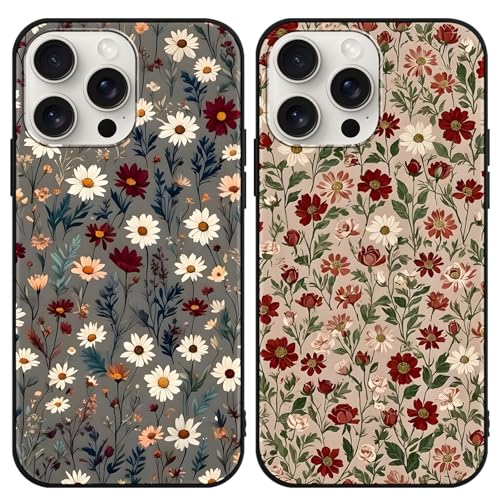 Yomyejisoo [2 Piezas Funda para Samsung Galaxy A14 5G 6,6',Cartoon Kawaii TPU Lindo Flores Flower Print Aesthetic Diseño Niña Cover,Carcasa Protección Anti-Choques Silicona Case