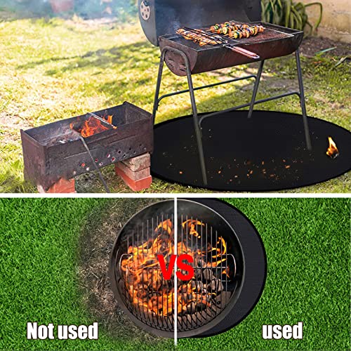 36" Round Fire Pit Mats For Under Fire Pit, Silicone Coated Fiberglass Fabric, Heat Resistant Fire Mat, Deck Patio Protect Mat, 3 Layers Double-Sided Fireproof & Oil-Proof & Waterproof Bbq Grill Mat #TOP6