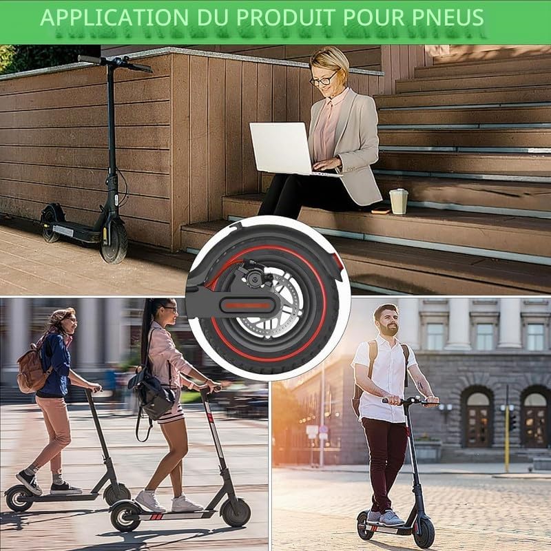 10x2.0 Pouces Pneu Solide, 10x2.125 10x2/54-152 50/75-6.1 Pneu de Rechange, pour Scooter électrique SoFlow SO3/S06 NUI KQI3 Novamile N20/ N20, Antidérapant Antidéflagrant, Rouge 2PCS