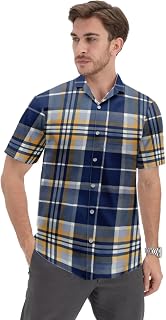 LEOTUDE Men's Slim Fit Spread Collar Printed Striped Shirt(SHRT_008_BLUECHECK_C2_P_1BLUE_XL) Price In India