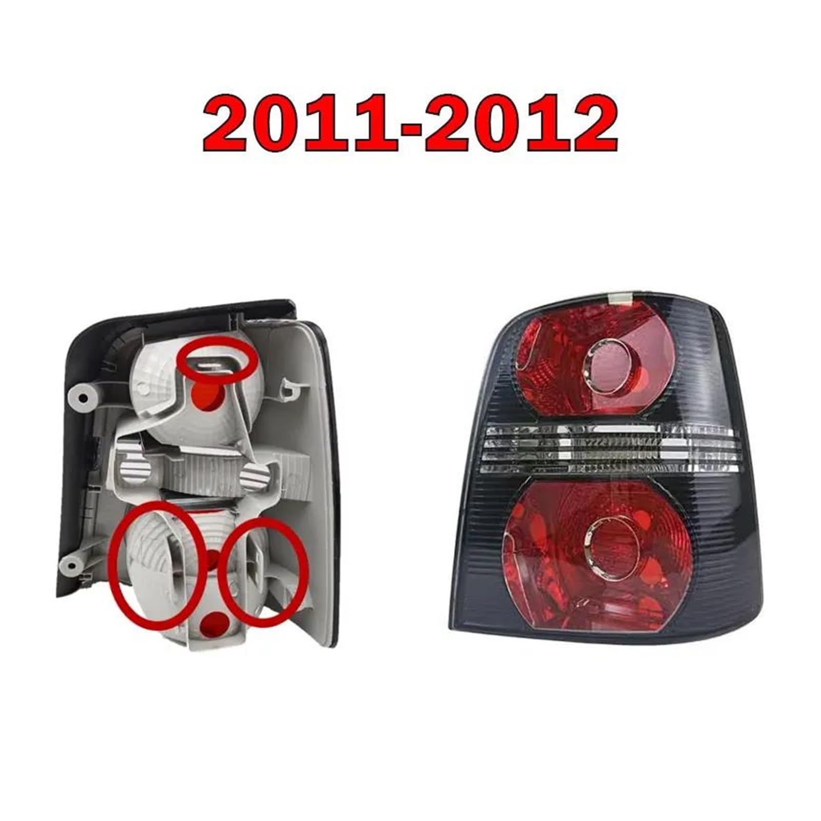 Luz Trasera para VW para Touran 2011-2015 Cubierta Luz Trasera Carcasa Luz Coche Sin Bombillas Piezas Automóvil Luz Trasera Lámpara Señal Reflector Parachoques Trasero(Only Right2)