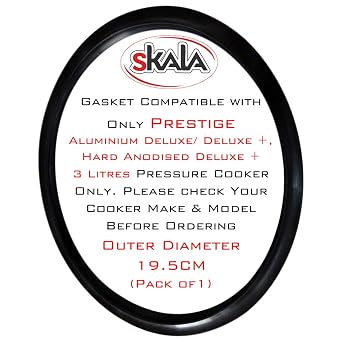 Skala Nitrile Rubber Gasket Compatible With TTK Prestige Aluminium | Hard Anodised | Deluxe | Deluxe Plus 3 | 3.3 Litres Handi Outer-Lid Pressure Cooker (Pack of 1)