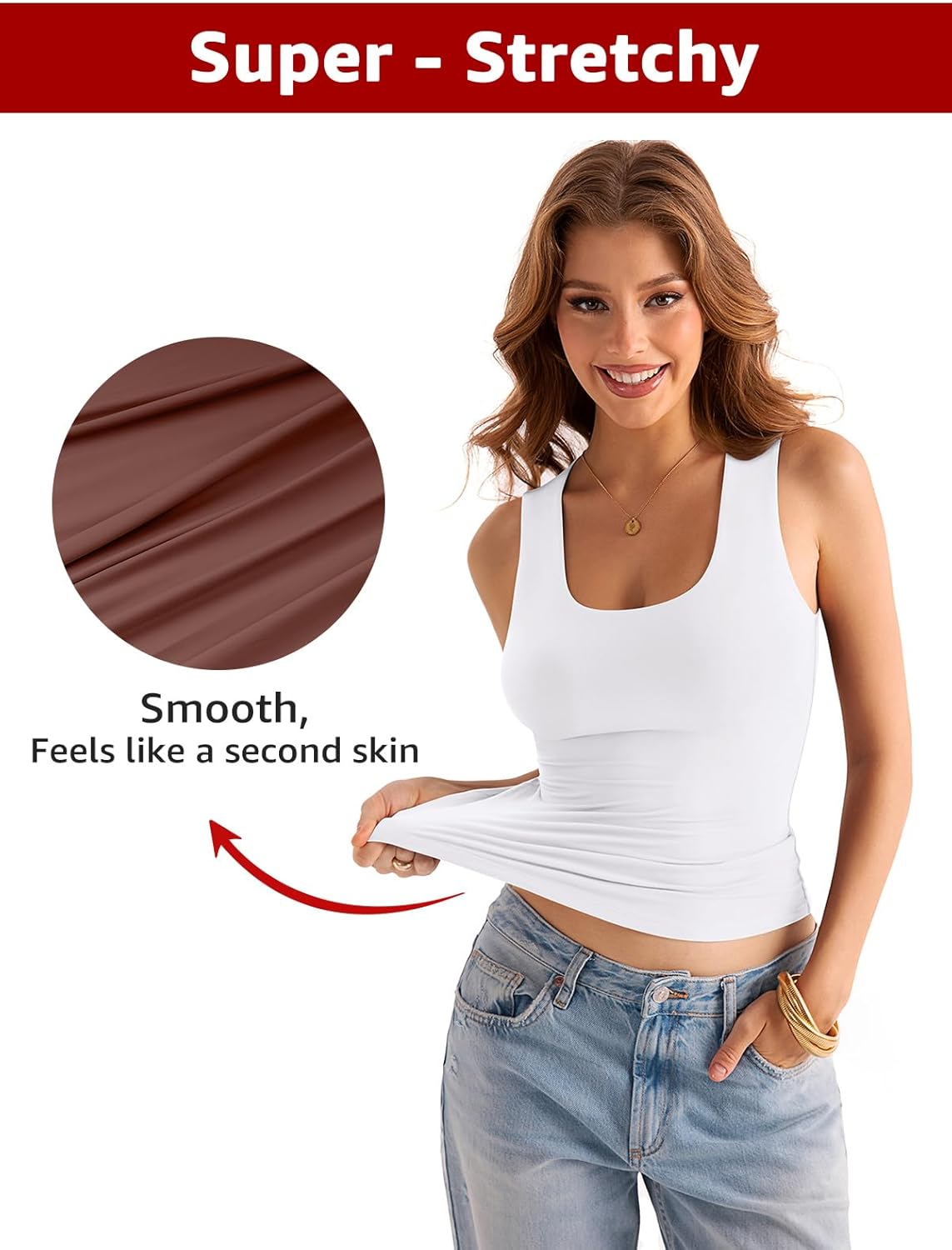 EasyGala Womens Double Lined Scoop Neck Tank Tops Basic Slim Fit Sleeveless Shirts Y2K Summer Going Out Outfits - Image 3