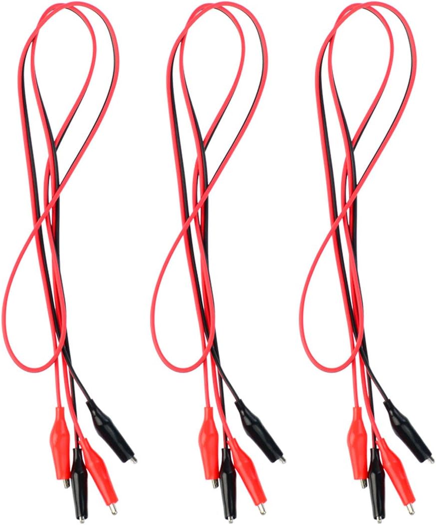 3 Groups 1M Test Leads Set with Alligator Clips 39 Inches Double-Ended Jumper Wires Alligator Clamps Electric Test Cables Connectors Circuit Experim