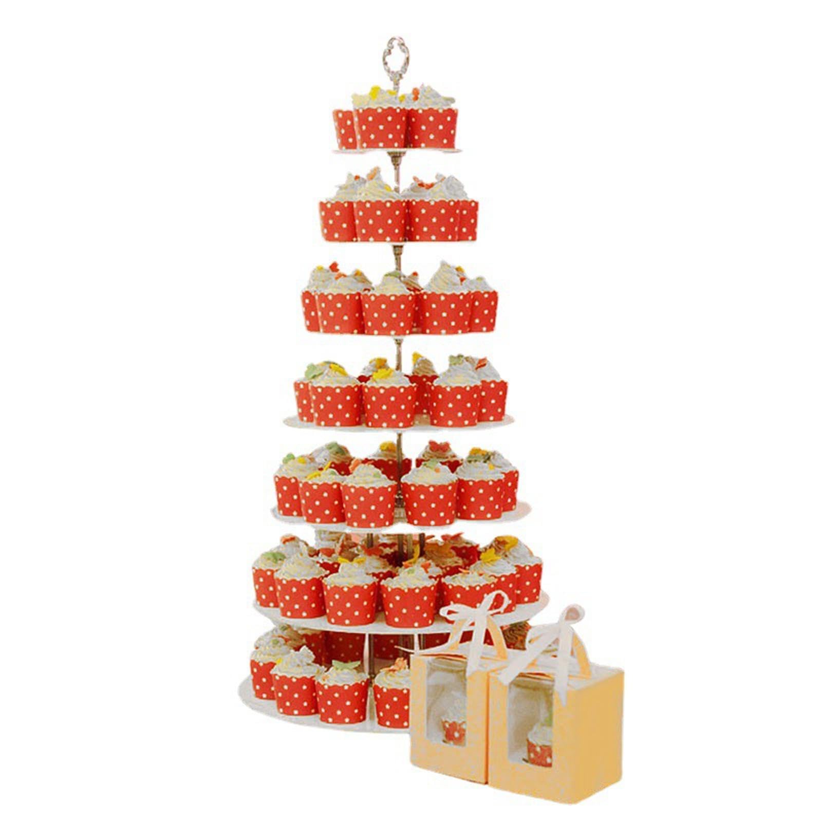 Gralara 3 Alzatine per Cupcake per Esposizione di Dessert, Trasparenti, Semplici, Decorative, Vassoio Da Portata per Cupcake per Scrivania E Casa, 4 pezzi