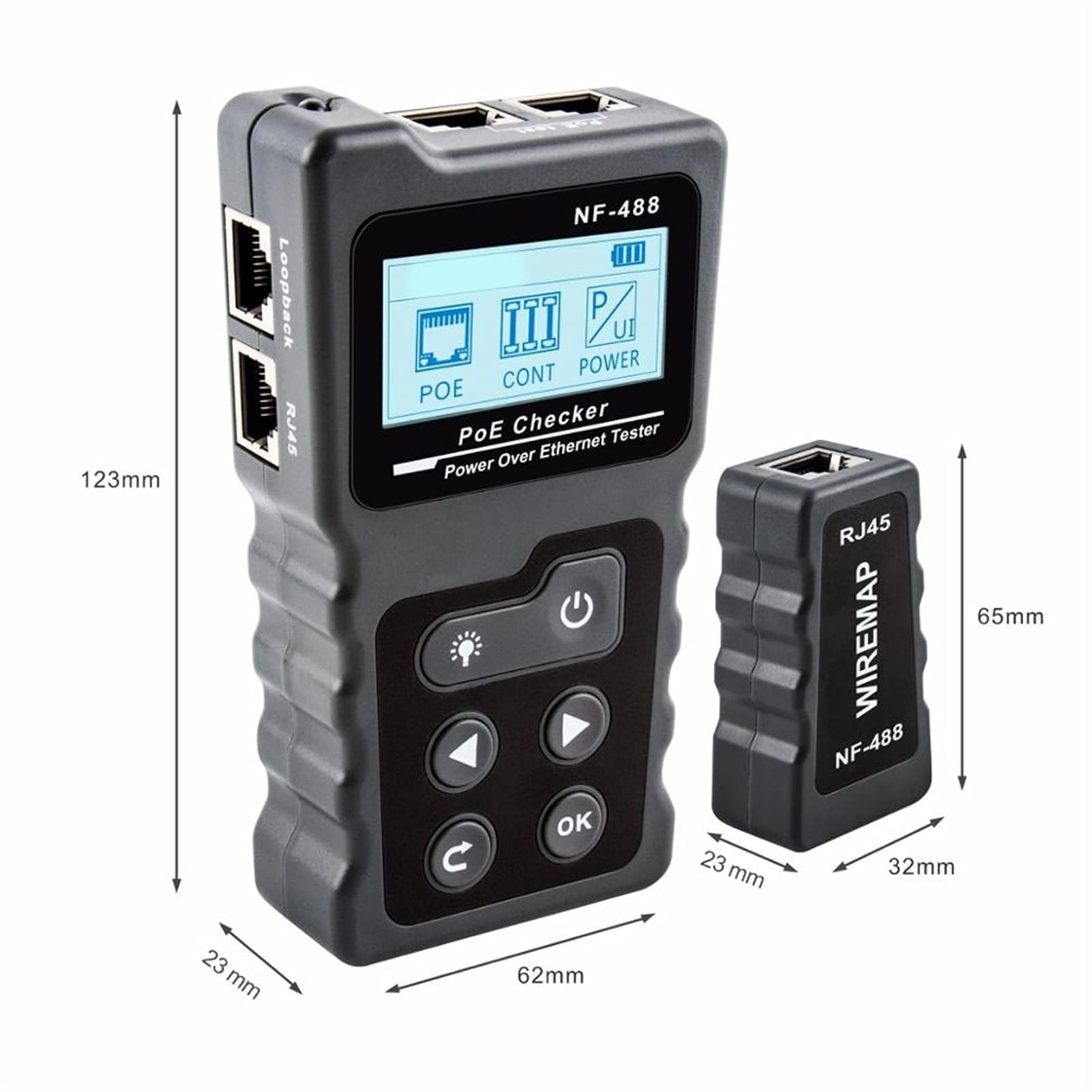 Detector de pared, Probador de cable de red CAT5 CAT6 LAN Cable POE Detector de prueba de interruptores LCD Pantalla Digital Ethernet Cable Teser Tool