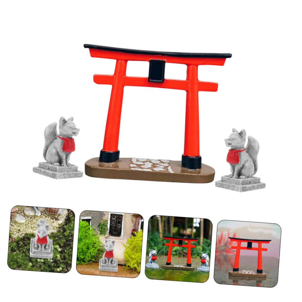 Mikikit 3 Set Di Decorazioni Per Santuari Giapponesi Kit Per Terrari Decorazioni Per Acquari Accessori Per Rettili Portavasi Per Piante Piscina Geco Sfondo Per Acquario