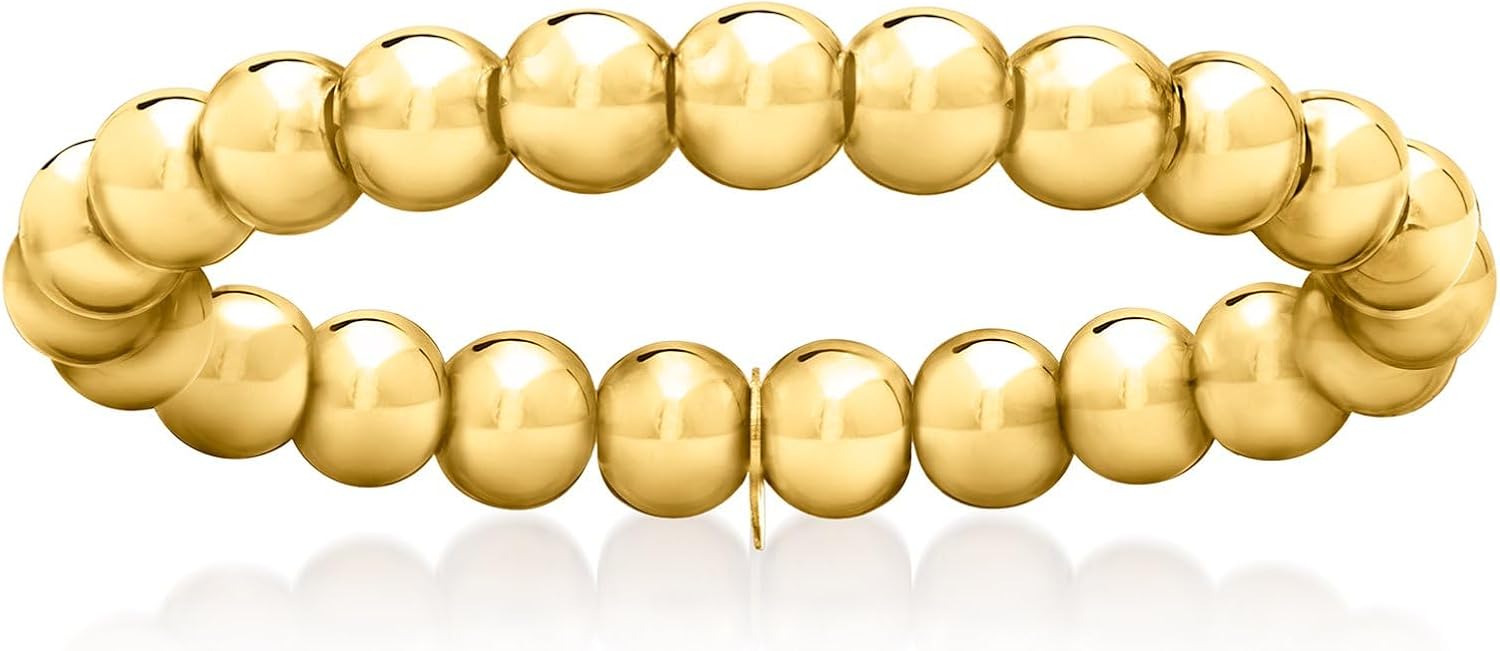 Pure Collection by Ross-Simons 3mm 14kt Yellow Gold Bead Stretch Ring