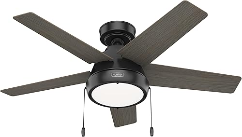 Hunter Fan Company 51385 Burroughs - Ventilador de techo, 44, negro mate