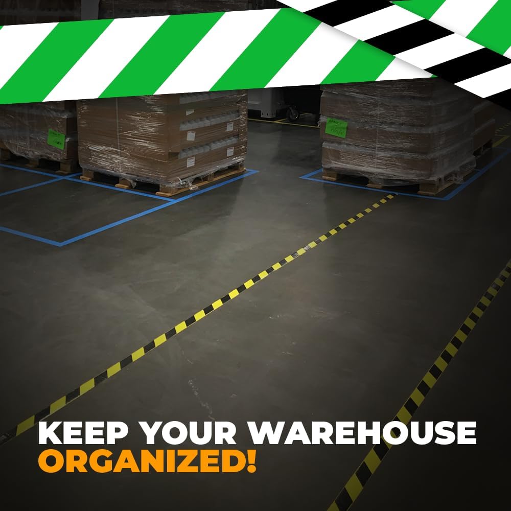 WOD SWT186 Marking Safety Warning Tape, Black & White - 4 inch x 18 yds. High-Visibility For Walls, Floors, Equipment, Warehouse, & Factories