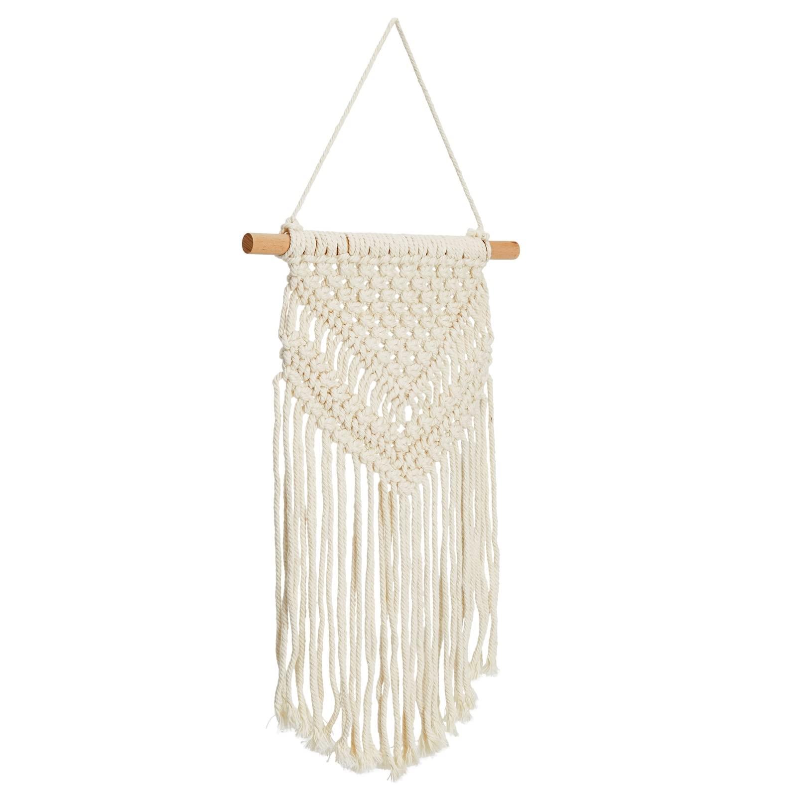 Paquete de 2 colgantes de pared de macramé de estilo bohemio (blanco, 10 x 15 pulgadas), decoración de pared de macramé 3
