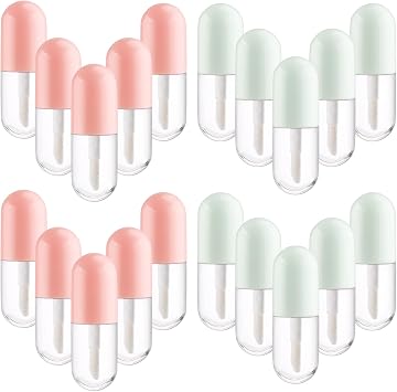 5ml Mini Clear Plastic Lip Gloss Tube Empty Capsule Shape Lip Balm Bottle Travel Size Lipstick Tube DIY Lip Gloss Container Vial with Wand Brush 2 Colors