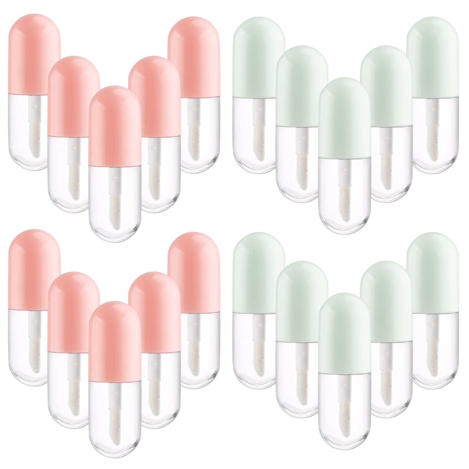 BOSMIOW 20pcs 5ml Mini Clear Plastic Lip Gloss Tubes Empty Capsule Shaped Lipbalm Bottle Travel Size Lipstick Tubes,DIY Lip Gloss Container Vials with