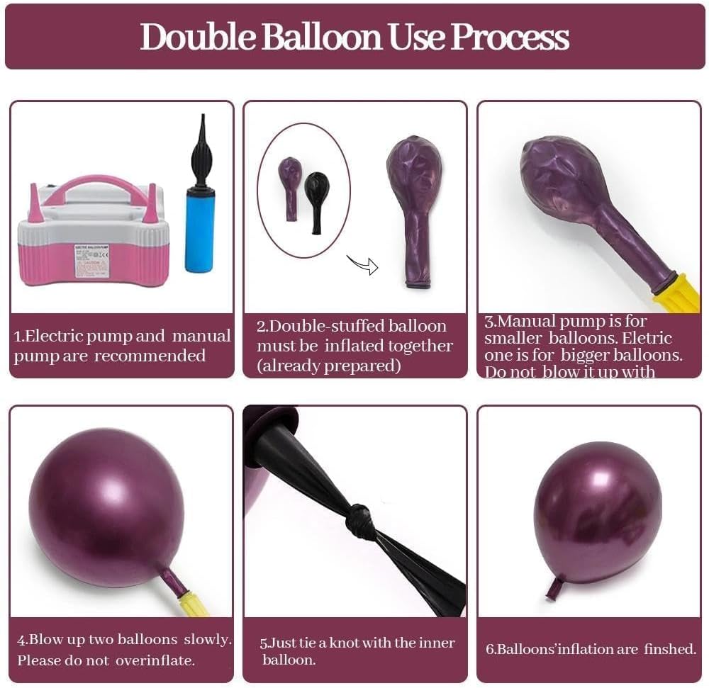 Dark Purple Black Balloons Garland Double Stuffed Black Burgundy Plum Balloon Arch Kit for Gothic Birthday Bridal Shower Mother's Day Graduation Party Decorations