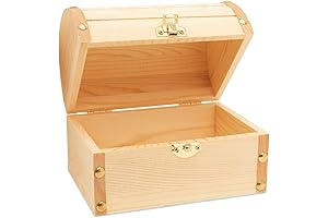Woodpeckers Wooden Treasure Chest Box Craft, Pack of 2 Wooden Boxes with Hinged Lid