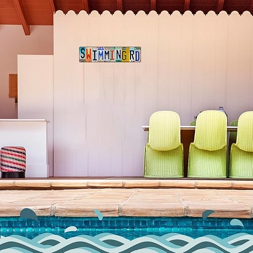 Miniatura 6 de Decoración de piscina al aire libre, letreros de metal retro para exteriores, letreros divertidos para piscina, playa, hogar, jardín, decoración de