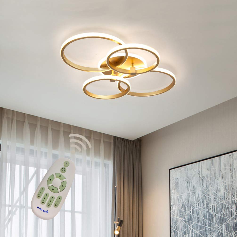 Plafonnier salon dimmable LED rond avec télécommande moderne - 7