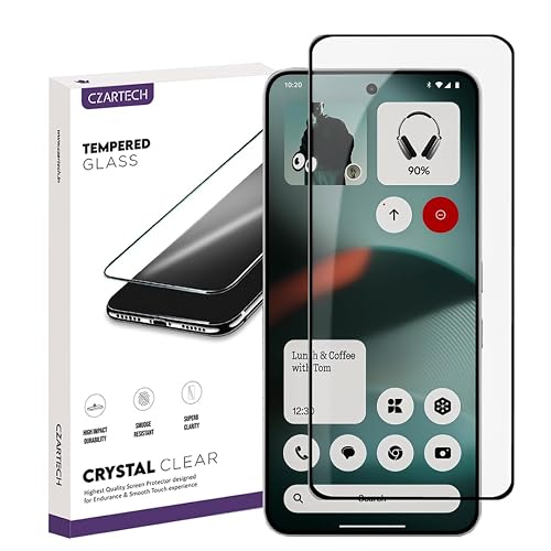 Czartech Tempered Glass Screen Protector For Smartphone Compatible With Nothing Phone 3 (Black) Edge To Edge Coverage With Easy Cleaning Kit