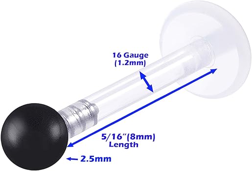 Bioflex Labret Retainer: Piercing A Sfera Trasparente E Nero Da