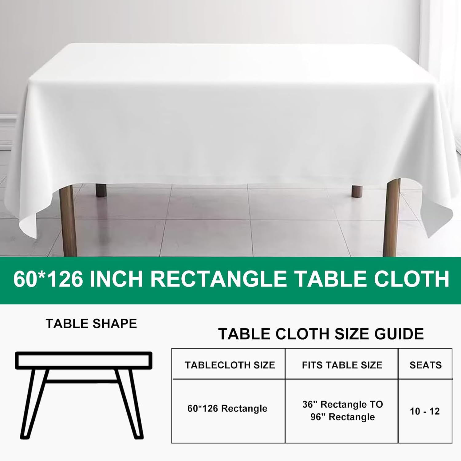 6 Pack 60×126 Inch White Rectangle Table Cloth Polyester Tablecloth Washable Reusable Table Covers for Wedding Buffet Reception Party Banquet Birthday