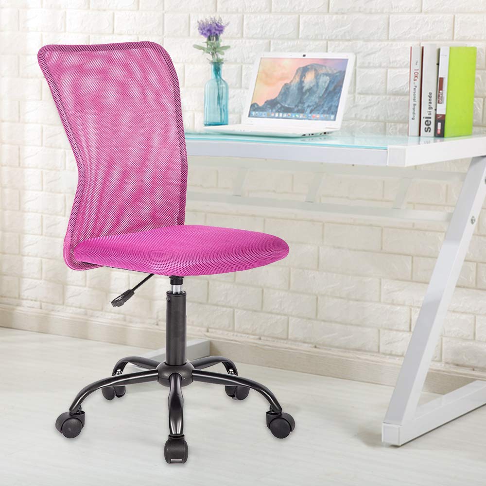 Ergonomic Office Chair Cheap Desk Chair Mesh Computer Chair Comfortable Back Support Modern Executive Desk Chair With Wheels Mid Back Adjustable Rolling Swivel Chair Desk For Home Office Women Pink