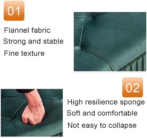 Miniatura 3 de Banco de almacenamiento tapizado de terciopelo para dormitorio sala de estar entrada banco otomano con cojín tapizado de cuero capitoné acabado de