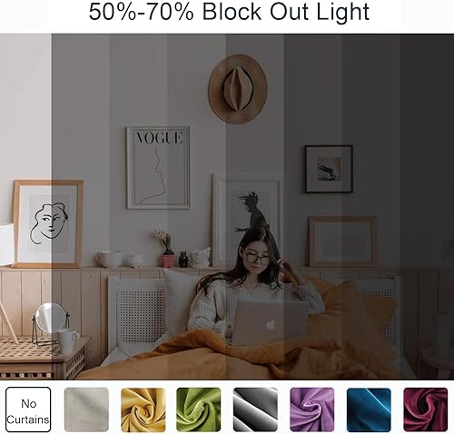 Miniatura 6 de SINGINGLORY - Cortinas de terciopelo, 2 paneles, cortinas opacas con ojales para oscurecer la habitación, con 2 alza-paños para dormitorio y sala de