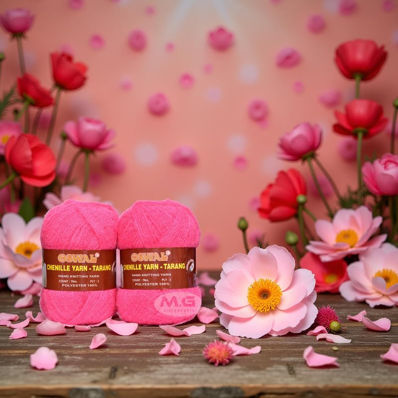 Image of M.G Knitting Wool Yarn, Soft Fancy Feather Wool Rose 400 GMS Best Used with Knitting Needles, Soft Fancy Wool-OL Art-HEI