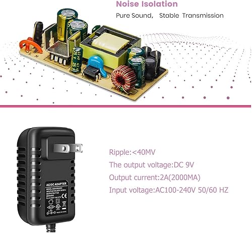 Miniatura 5 de Adaptador de fuente de alimentación de pedal de guitarra 9V DC 2A con cable de cadena margarita de 8 vías 2000mA