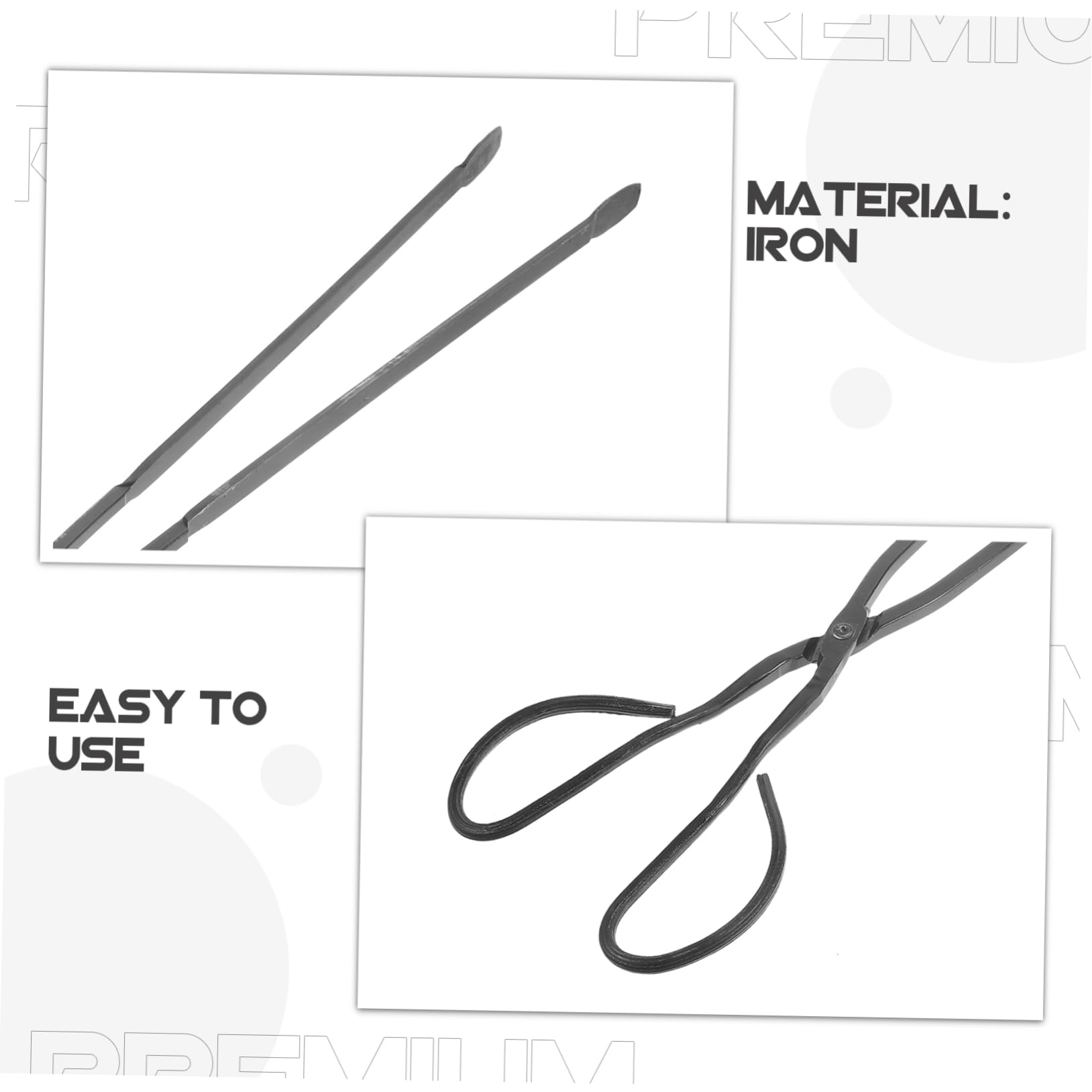 ORFOFE Professional Clip Camping Fireplace Tong Iron Clamp Long Handle for Outdoor Cleaning Picker Random Style