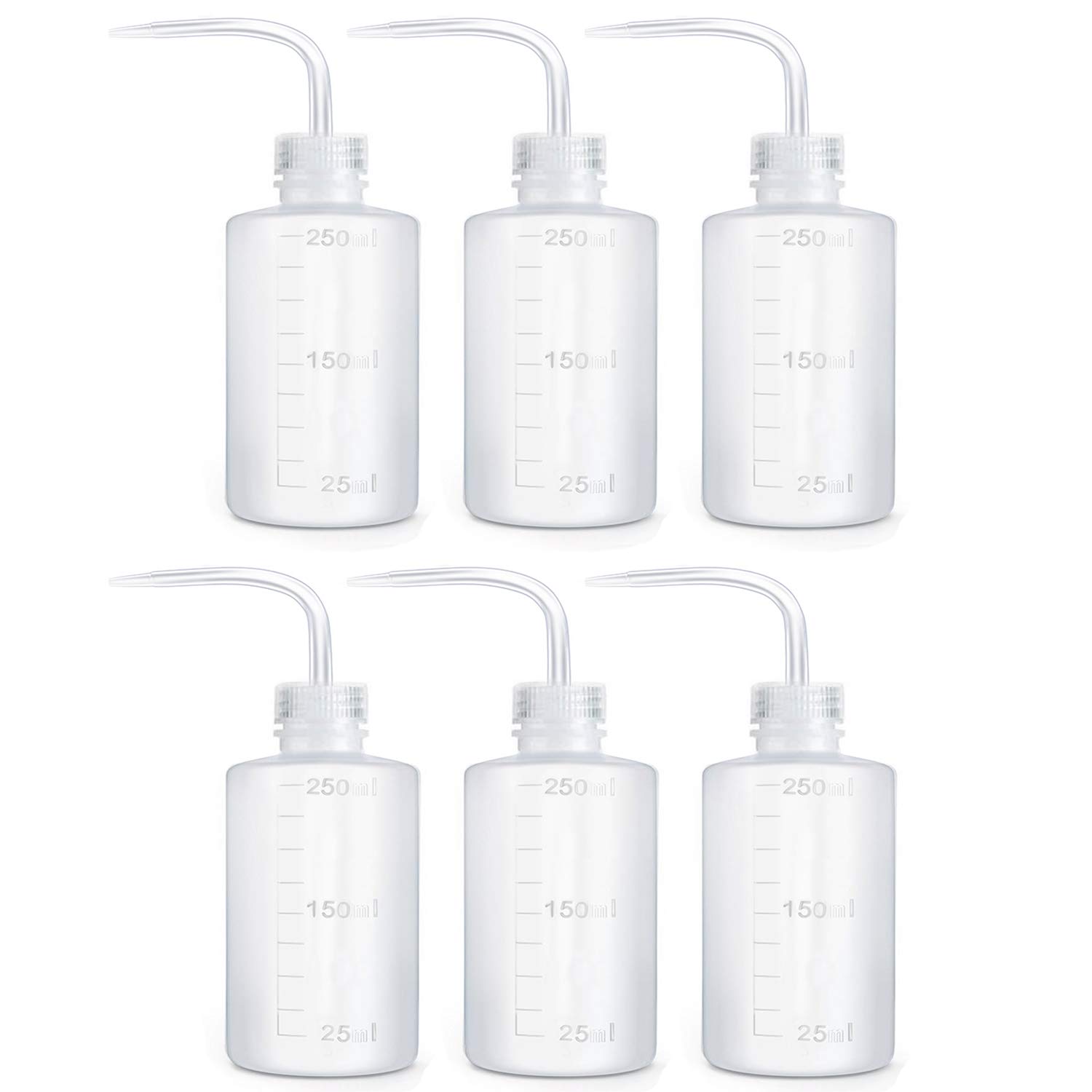 6 Pcs Plastic Safety Squeeze Bottle 250 mL Label Tattoo Bottle, Lab Tip Liquid Storage, 8.5 oz / 6 Bottle.