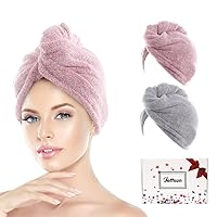 Vista 12 de Rellenos de calcetines para niñas, toalla de secado de pelo de microfibra con envoltura, toalla de pelo extra gruesa de 2 capas súper absorbente