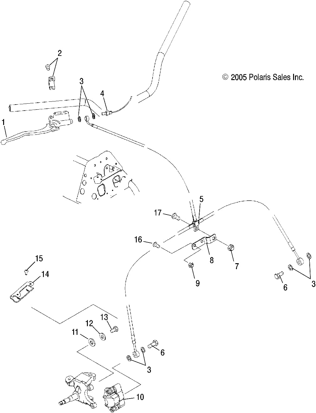 Polaris ATV Brake Line, Front, Genuine OEM Part 1910884, Qty 1