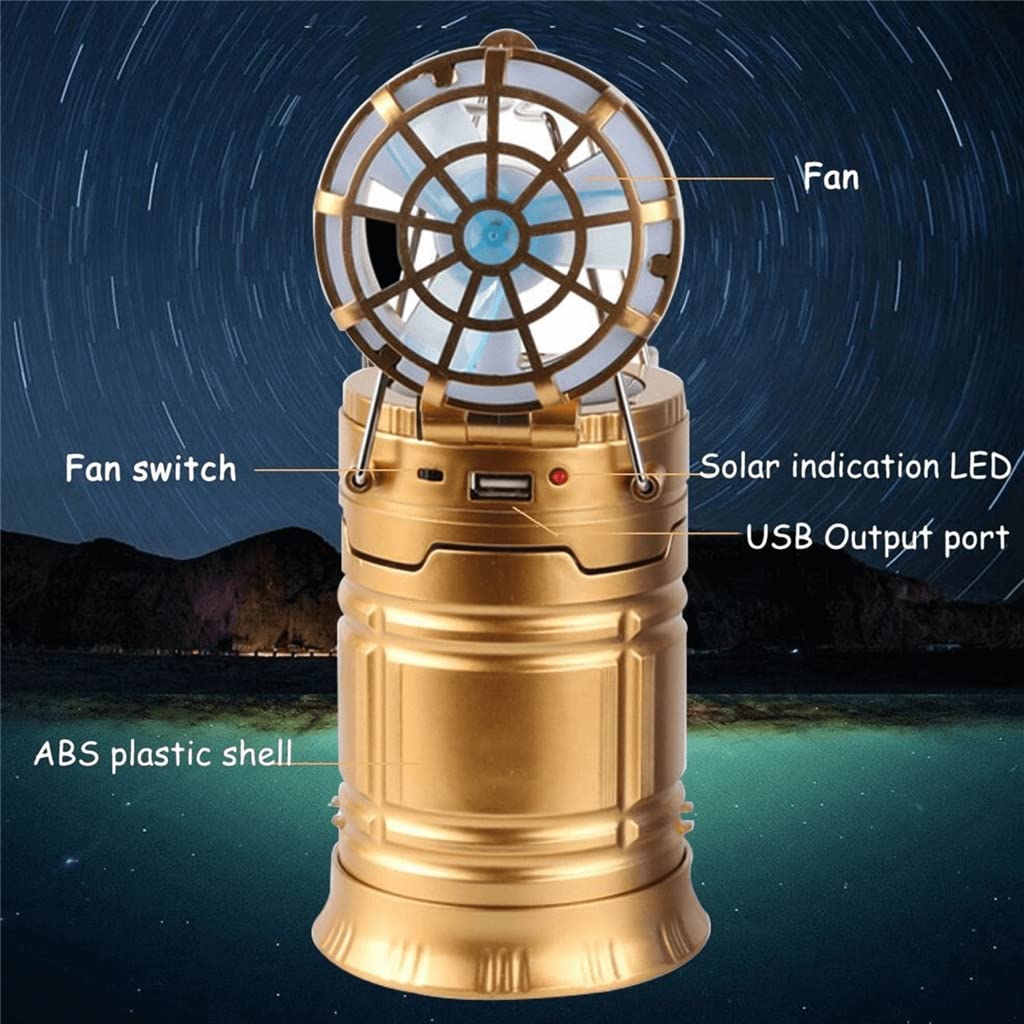 Three in One Multifunctional Portable LED Camping Light Solar Spotlight Fishing Tent Light Outdoor Flashlight with Fan