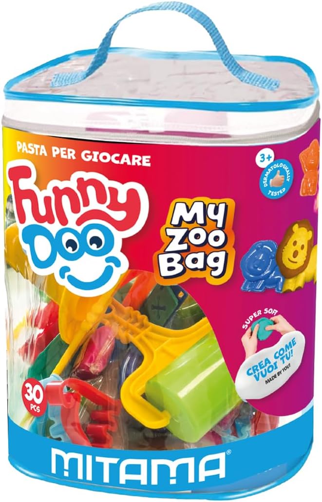 – My Zoo Bag Funny Doo 30-Piece Modelling Dough Bag with Shapes for Ages 3 Years and Older, Play and Leisure, Children, Multi-Coloured, Taglia Unica, Modelling Paste