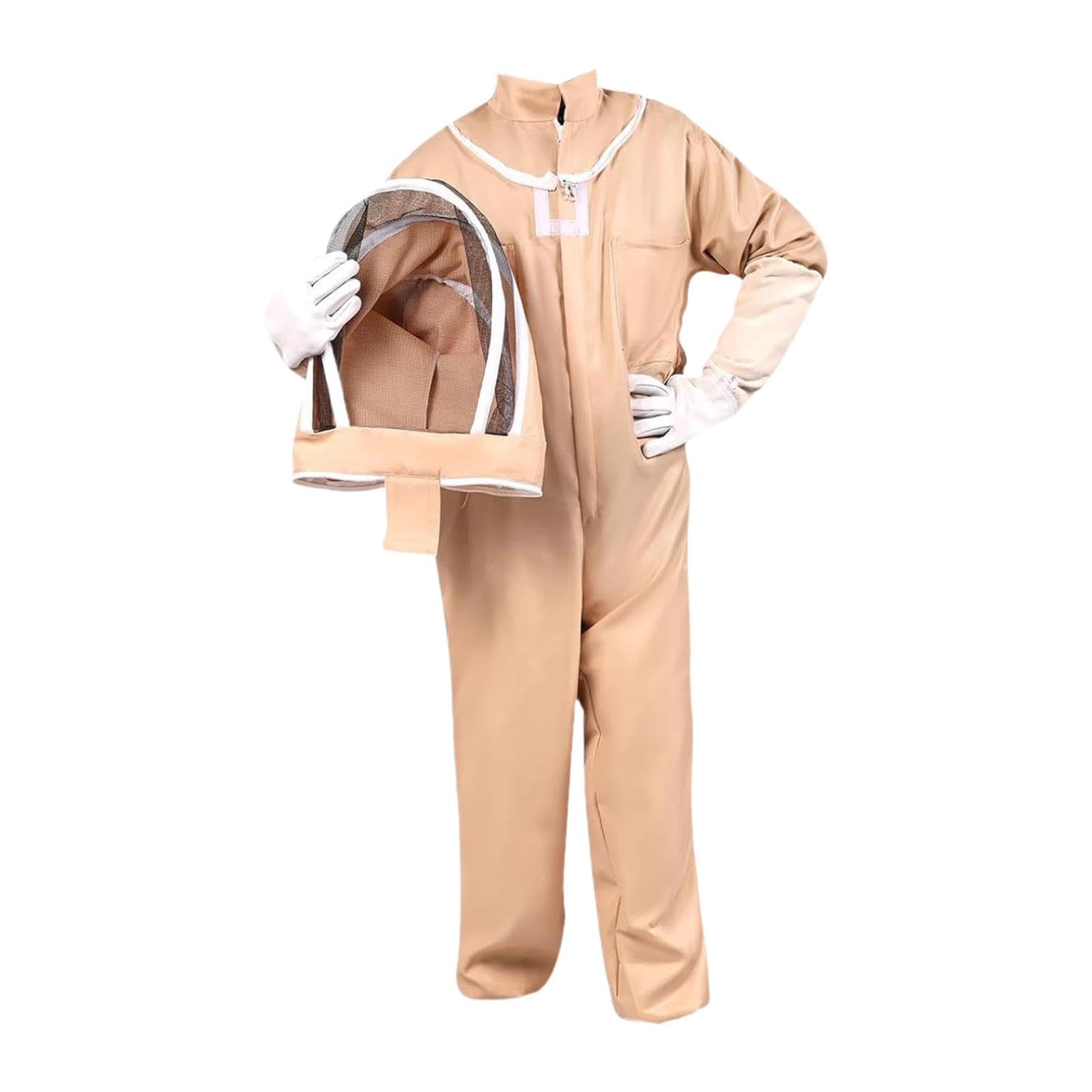 Oshhni Costume da Apicoltore con Guanti e Cappuccio ventilato, Tuta da Apicoltore in Cotone Traspirante, XL