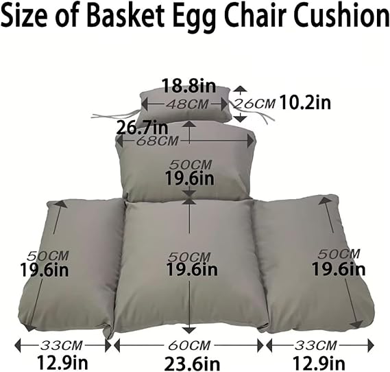 Waterproof Egg Chair Cushion Replacement, Removable - Washable Swing Egg Chair Cushion Thicken Hanging Basket Chair Cushions(Only Cushion)(M)