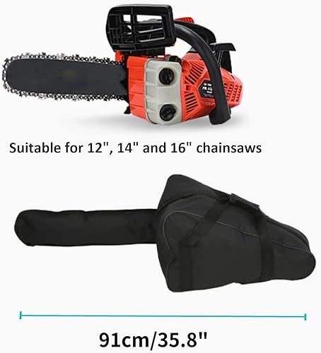 Miniatura 2 de Bolsa de motosierra, bolsa de transporte portátil pequeña para motosierra, funda de tela Oxford impermeable, para motosierras de 12"14"16" (negro)