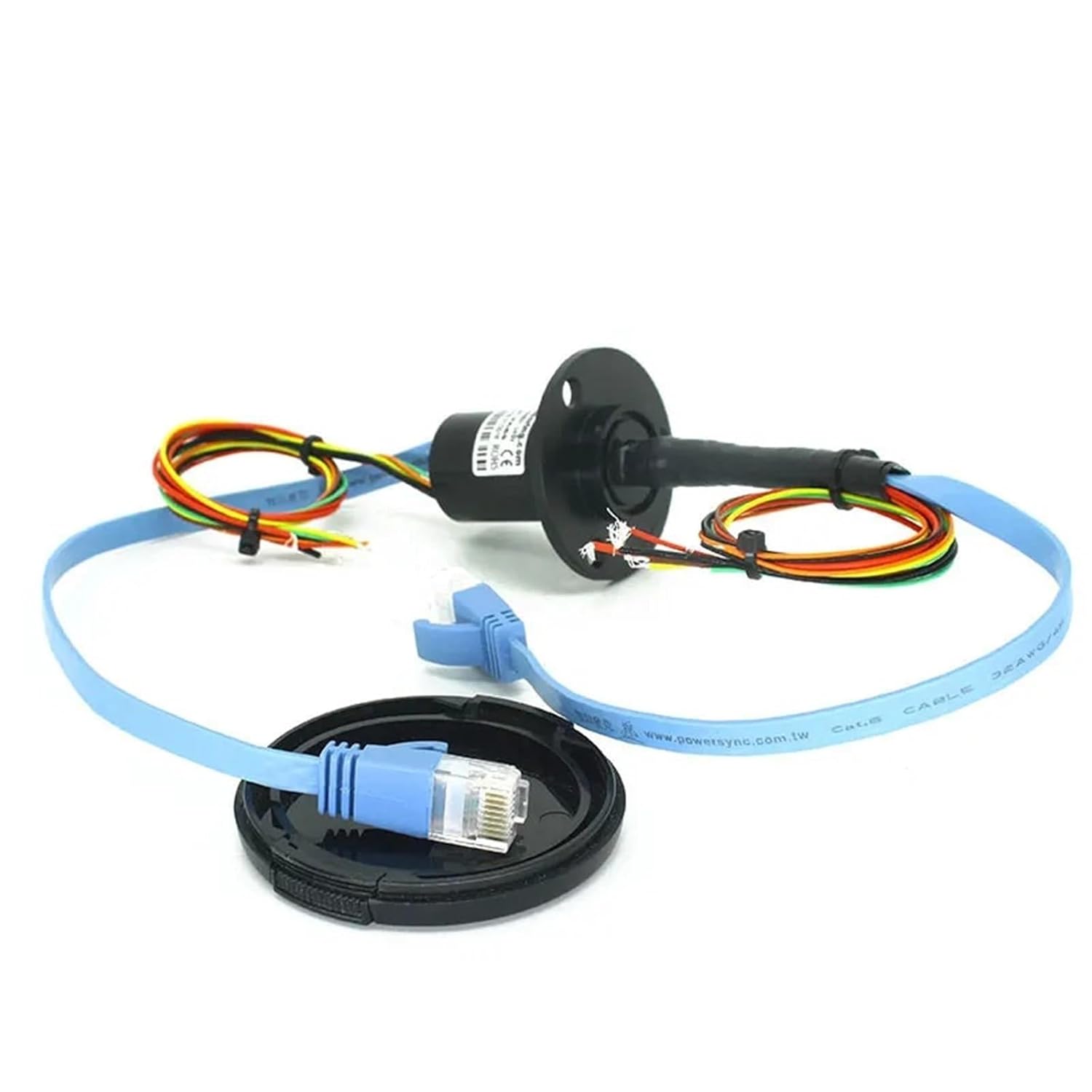 RJ45 Ethernet Connector 1 Channel 1000BaseT 6 Circuits 2A+2 Circuits 5A Ethernet Slip Ring with OD 22mm(Without Flange)