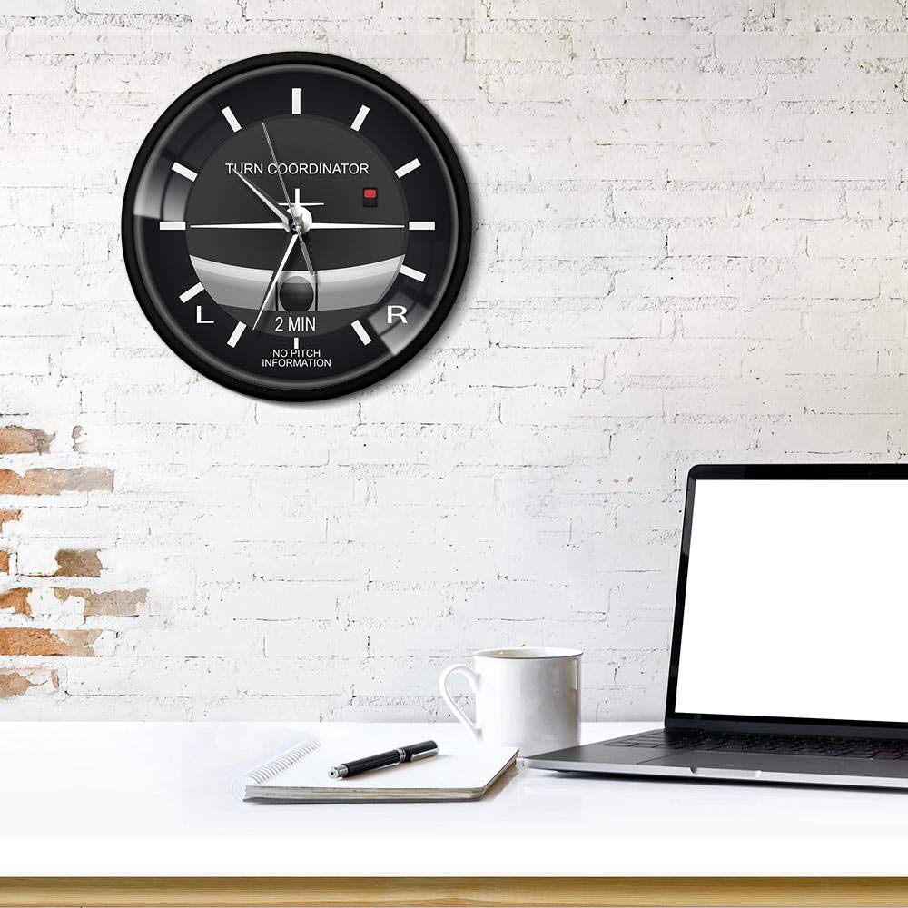 Aviación Clásico Silencioso Sin tictac Reloj de Pared Avión Estilo de Cabina Reloj de Pared con Esfera Instrumento de avión Reloj Pilotos Regalo (Marco de Metal)